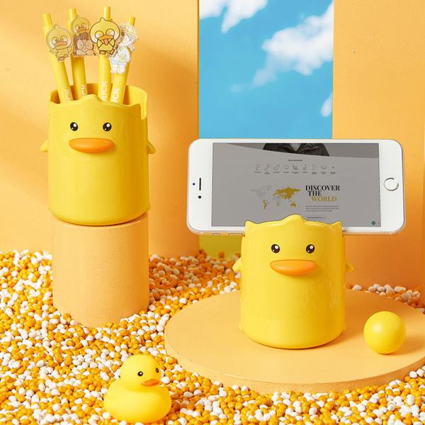 360Home Stifthalter Cartoon Kreative niedliche gelbe Ente design 1pcs